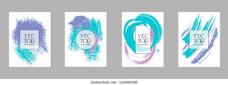 Covers templates set with bauhaus, memphis and hipster style graphic geometric elements. Applicable for placards, brochures, posters, covers and banners.