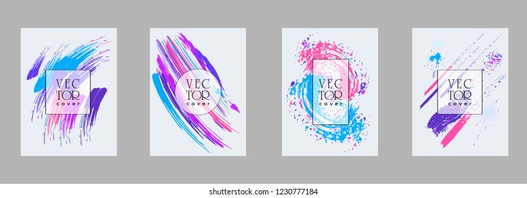 Covers templates set with bauhaus, memphis and hipster style graphic geometric elements. Applicable for placards, brochures, posters, covers and banners.