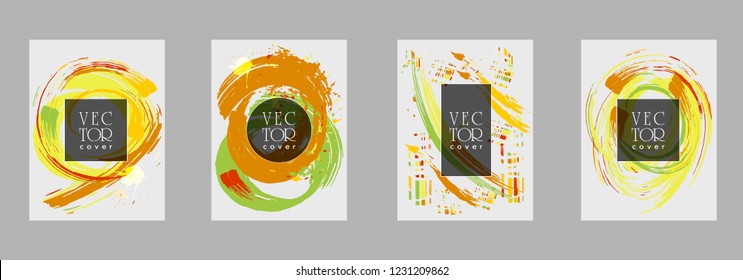 Covers templates set with bauhaus, memphis and hipster style graphic geometric elements. Applicable for placards, brochures, posters, covers and banners.