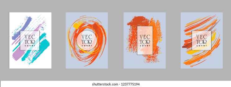 Covers templates set with bauhaus, memphis and hipster style graphic geometric elements. Applicable for placards, brochures, posters, covers and banners.
