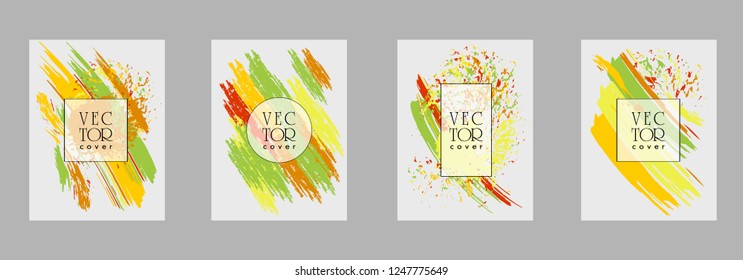 Covers templates set with bauhaus, memphis and hipster style graphic geometric elements. Applicable for placards, brochures, posters, covers and banners.