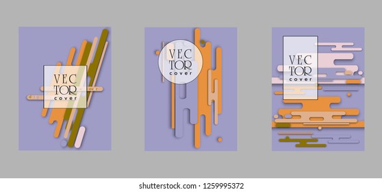 Covers templates set with bauhaus, memphis and hipster style graphic geometric elements. Applicable for placards, brochures, posters, covers and banners.