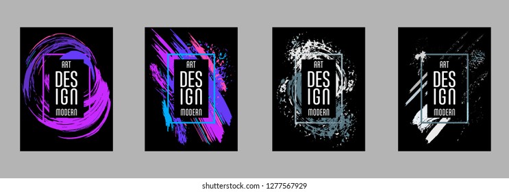 Covers templates set with bauhaus, memphis and hipster style graphic geometric elements. Applicable for placards, brochures, posters, covers and banners.