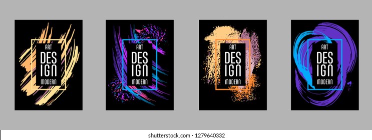 Covers templates set with bauhaus, memphis and hipster style graphic geometric elements. Applicable for placards, brochures, posters, covers and banners.