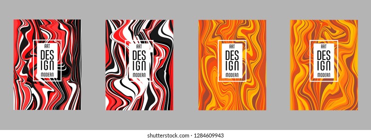 Covers templates set with bauhaus, memphis and hipster style graphic geometric elements. Applicable for placards, brochures, posters, covers and banners.