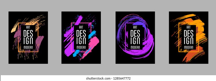 Covers templates set with bauhaus, memphis and hipster style graphic geometric elements. Applicable for placards, brochures, posters, covers and banners.