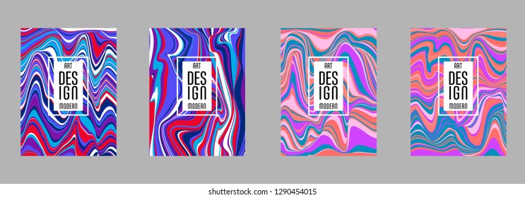 Covers templates set with bauhaus, memphis and hipster style graphic geometric elements. Applicable for placards, brochures, posters, covers and banners