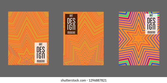 Covers templates set with bauhaus, memphis and hipster style graphic geometric elements. Applicable for placards, brochures, posters, covers and banners.