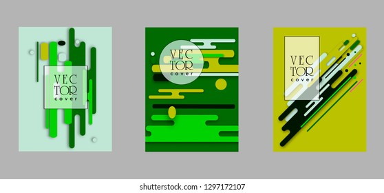 Covers templates set with bauhaus, memphis and hipster style graphic geometric elements. Applicable for placards, brochures, posters, covers and banners.