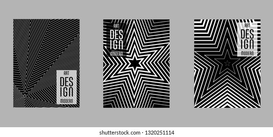 Covers templates set with bauhaus, memphis and hipster style graphic geometric elements. Applicable for placards, brochures, posters, covers and banners.