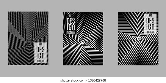 Covers templates set with bauhaus, memphis and hipster style graphic geometric elements. Applicable for placards, brochures, posters, covers and banners.