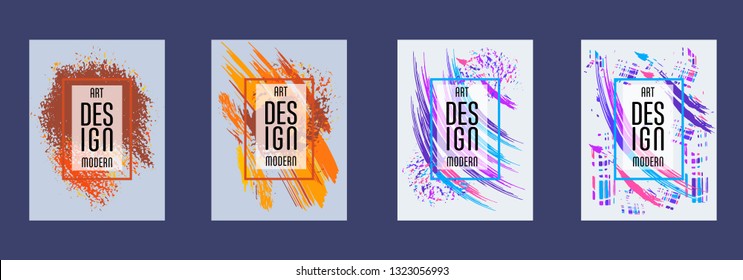 Covers templates set with bauhaus, memphis and hipster style graphic geometric elements. Applicable for placards, brochures, posters, covers and banners.