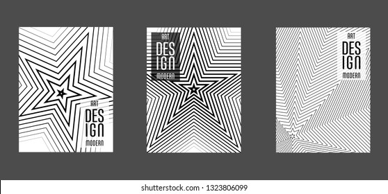 Covers templates set with bauhaus, memphis and hipster style graphic geometric elements. Applicable for placards, brochures, posters, covers and banners.