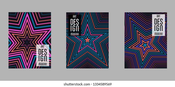 Covers templates set with bauhaus, memphis and hipster style graphic geometric elements. Applicable for placards, brochures, posters, covers and banners.