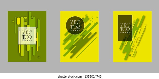 Covers templates set with bauhaus, memphis and hipster style graphic geometric elements. Applicable for placards, brochures, posters, covers and banners.