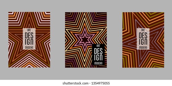 Covers templates set with bauhaus, memphis and hipster style graphic geometric elements. Applicable for placards, brochures, posters, covers and banners.