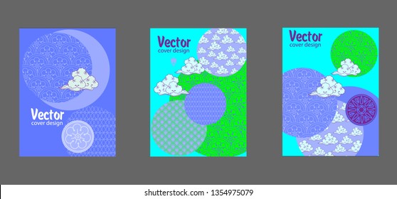 Covers templates set with bauhaus, memphis and hipster style graphic geometric elements. Applicable for placards, brochures, posters, covers and banners.