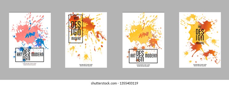 Covers templates set with bauhaus, memphis and hipster style graphic geometric elements. Applicable for placards, brochures, posters, covers and banners.