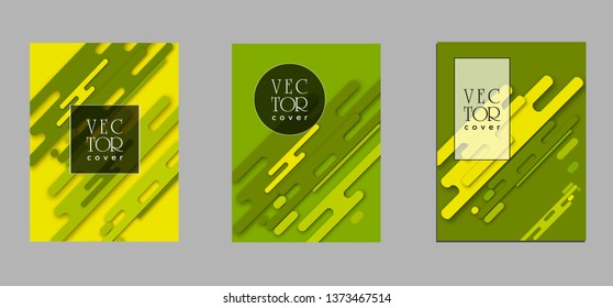 Covers templates set with bauhaus, memphis and hipster style graphic geometric elements. Applicable for placards, brochures, posters, covers and banners.