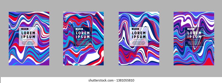 Covers templates set with bauhaus, memphis and hipster style graphic geometric elements. Applicable for placards, brochures, posters, covers and banners.