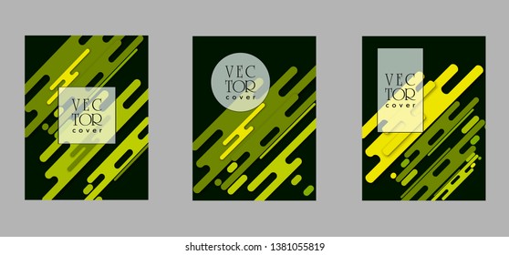 Covers templates set with bauhaus, memphis and hipster style graphic geometric elements. Applicable for placards, brochures, posters, covers and banners.