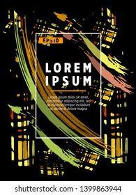 Covers templates set with bauhaus, memphis and hipster style graphic geometric elements. Applicable for placards, brochures, posters, covers and banners.