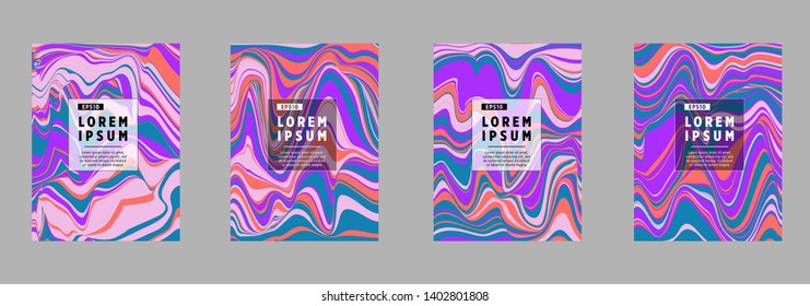 Covers templates set with bauhaus, memphis and hipster style graphic geometric elements. Applicable for placards, brochures, posters, covers and banners.
