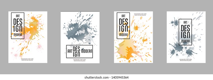 Covers templates set with bauhaus, memphis and hipster style graphic geometric elements. Applicable for placards, brochures, posters, covers and banners.