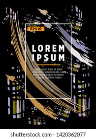 Covers templates set with bauhaus, memphis and hipster style graphic geometric elements. Applicable for placards, brochures, posters, covers and banners.