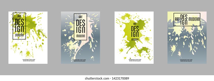 Covers templates set with bauhaus, memphis and hipster style graphic geometric elements. Applicable for placards, brochures, posters, covers and banners.