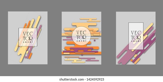 Covers templates set with bauhaus, memphis and hipster style graphic geometric elements. Applicable for placards, brochures, posters, covers and banners.