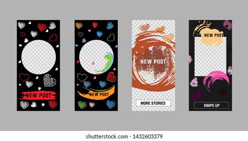 Covers templates set with bauhaus, memphis and hipster style graphic geometric elements. Applicable for placards, brochures, posters, covers and banners.
