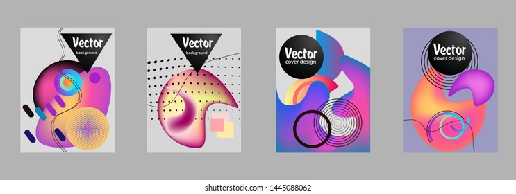 Covers templates set with bauhaus, memphis and hipster style graphic geometric elements. Applicable for placards, brochures, posters, covers and banners.