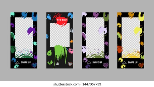 Covers templates set with bauhaus, memphis and hipster style graphic geometric elements. Applicable for placards, brochures, posters, covers and banners.