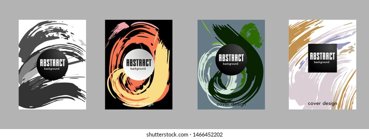 Covers templates set with bauhaus, memphis and hipster style graphic geometric elements. Applicable for placards, brochures, posters, covers and banners.