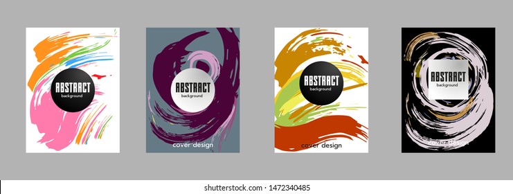 Covers templates set with bauhaus, memphis and hipster style graphic geometric elements. Applicable for placards, brochures, posters, covers and banners.