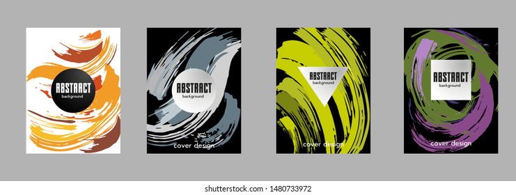 Covers templates set with bauhaus, memphis and hipster style graphic geometric elements. Applicable for placards, brochures, posters, covers and banners.