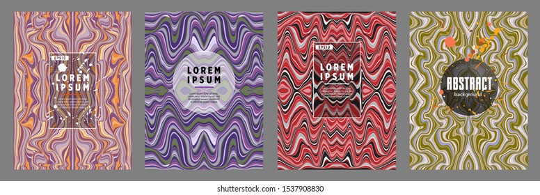 Covers templates set with bauhaus, memphis and hipster style graphic geometric elements. Applicable for placards, brochures, posters, covers and banners.