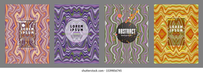 Covers templates set with bauhaus, memphis and hipster style graphic geometric elements. Applicable for placards, brochures, posters, covers and banners.