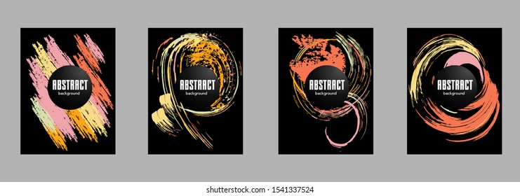 Covers templates set with bauhaus, memphis and hipster style graphic geometric elements. Applicable for placards, brochures, posters, covers and banners.
