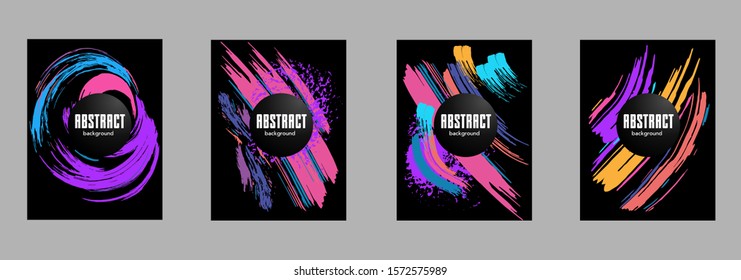 Covers templates set with bauhaus, memphis and hipster style graphic geometric elements. Applicable for placards, brochures, posters, covers and banners.