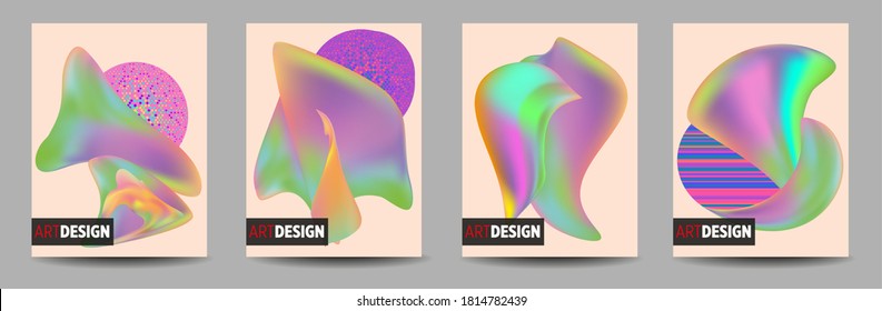 Covers templates set with bauhaus, memphis and hipster style graphic geometric elements. Applicable for placards, brochures, posters, covers and banners.