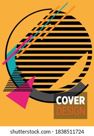 Covers templates set with bauhaus, memphis and hipster style graphic geometric elements. Applicable for placards, brochures, posters, covers and banners.