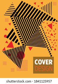 Covers templates set with bauhaus, memphis and hipster style graphic geometric elements. Applicable for placards, brochures, posters, covers and banners.