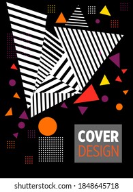 Covers templates set with bauhaus, memphis and hipster style graphic geometric elements. Applicable for placards, brochures, posters, covers and banners.