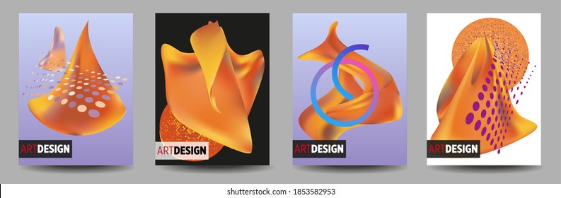 Covers templates set with bauhaus, memphis and hipster style graphic geometric elements. Applicable for placards, brochures, posters, covers and banners.