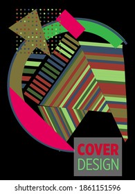 Covers templates set with bauhaus, memphis and hipster style graphic geometric elements. This illustration can be used as a print on t shirts and bags, stationary or as a poster.