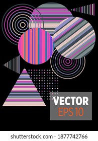 Covers templates set with bauhaus, memphis and hipster style graphic geometric elements. Universal abstract layouts. Applicable for placards, brochures, posters, covers and banners.