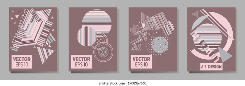 Cubre las plantillas establecidas con elementos geométricos gráficos de bauhaus, memphis y hipster. Diseños abstractos universales. Aplicable a carteles, folletos, carteles, portadas y carteles.