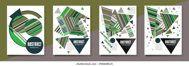 Covers templates set with bauhaus, memphis and hipster style graphic geometric elements. This illustration can be used as a print on t shirts and bags, stationary or as a poster.